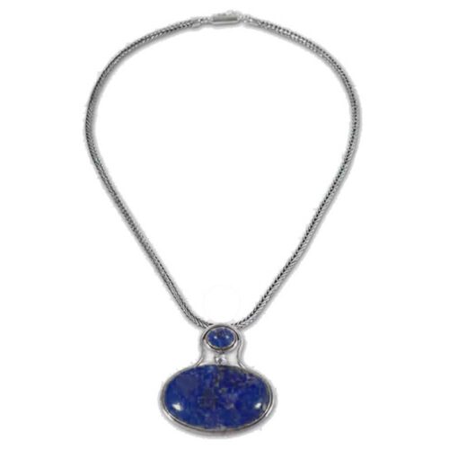 Sterling Silver and Lapis Lazuli Egyptian Pendant with Chain