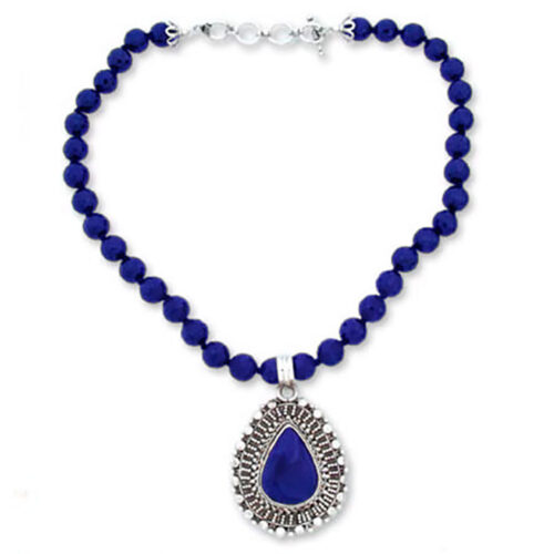 Lapis Lazuli Tear Medallion Beaded Necklace
