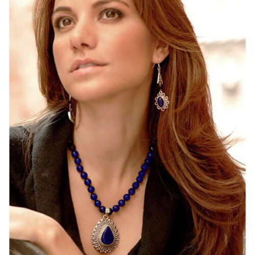 Lapis Lazuli Tear Medallion Beaded Necklace