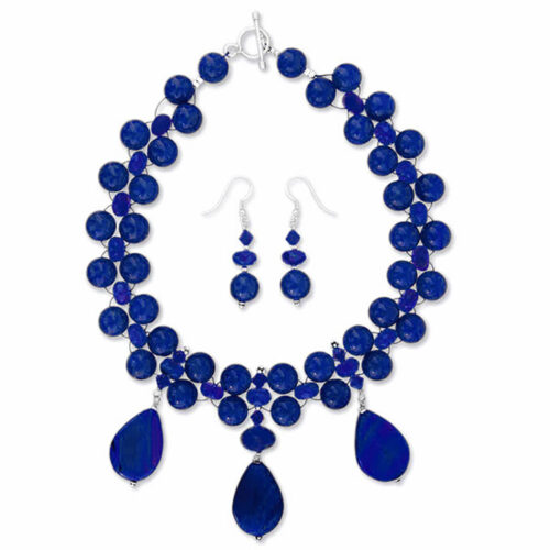 Sterling Silver and Lapis Lazuli Dewdrops Beaded Set