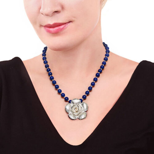 Lapis Lazuli Rose Beaded Necklace