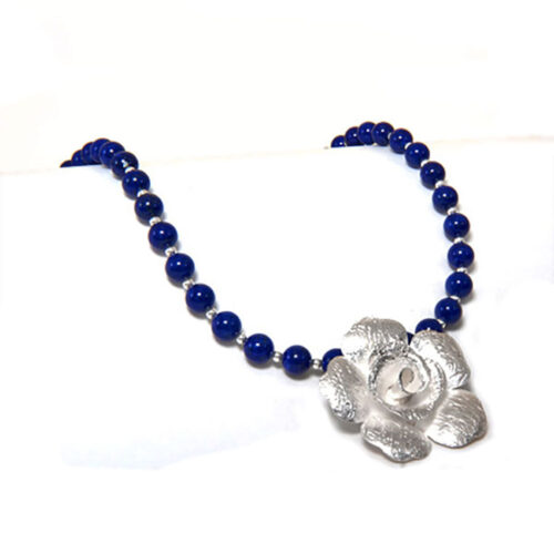 Lapis Lazuli Rose Beaded Necklace