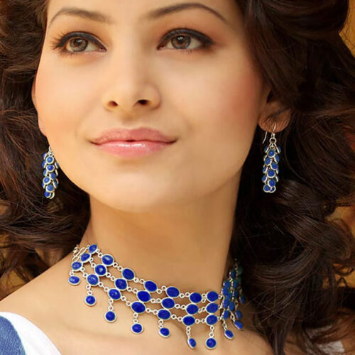 Lapis Lazuli and Sterling Silver Victorian Choker