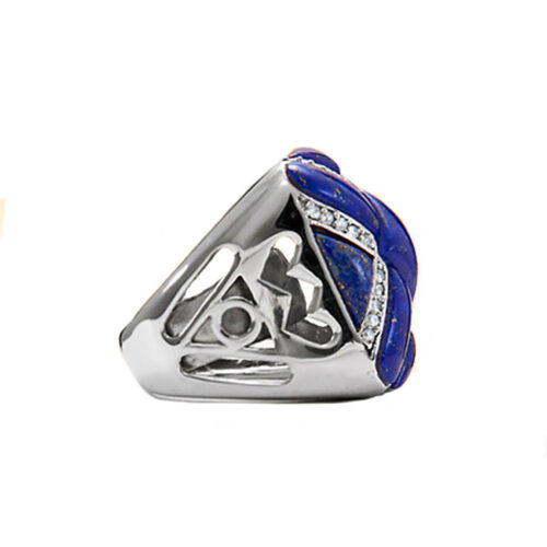 Lapis Lazuli and Cubic Zircornia Cross Cocktail Ring