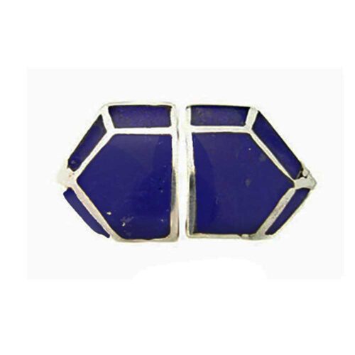 Sterling Silver and Lapis Lazuli Art Deco Chrysler Earrings