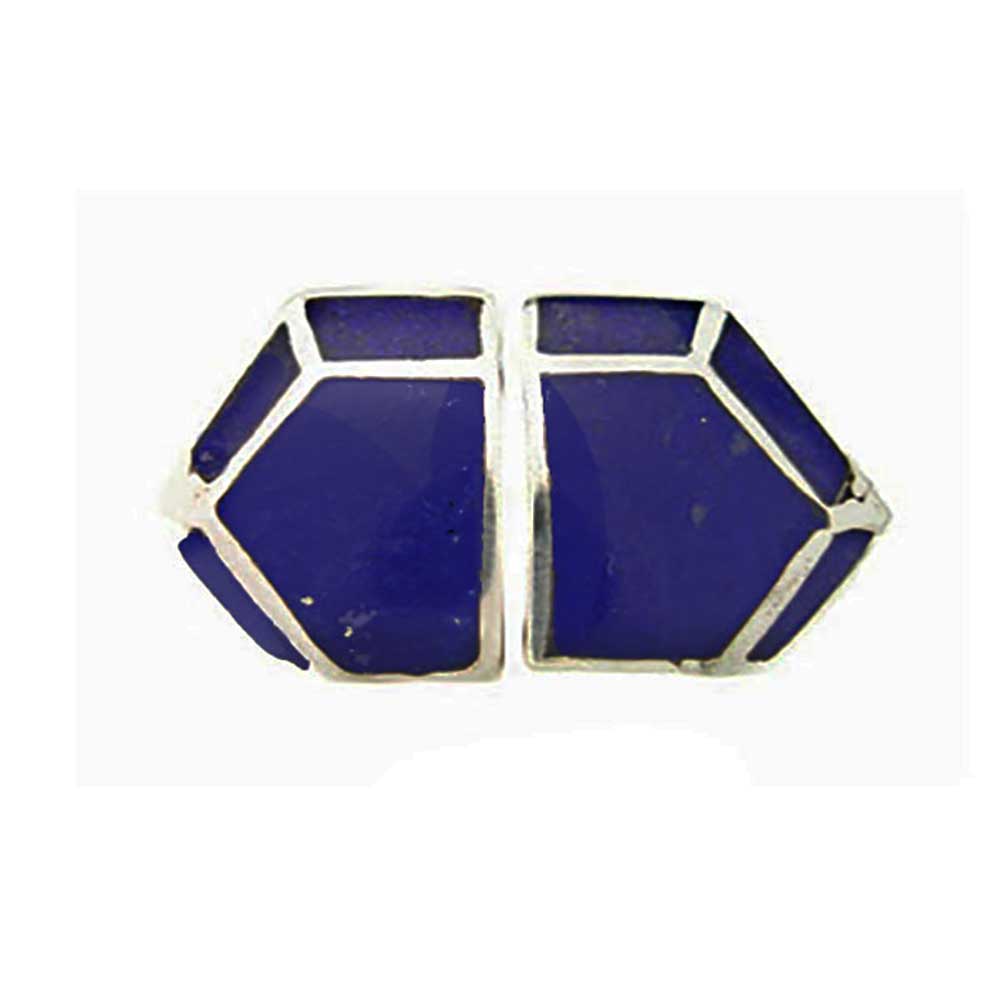 Sterling Silver and Lapis Lazuli Art Deco Chrysler Earrings