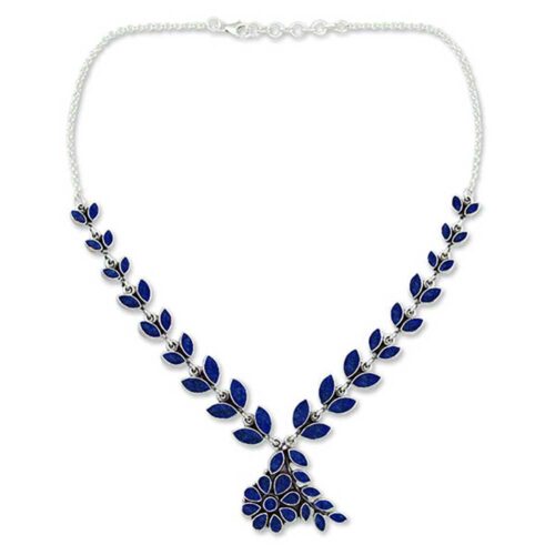 Sterling Silver and Lapis Lazuli Petals Necklace