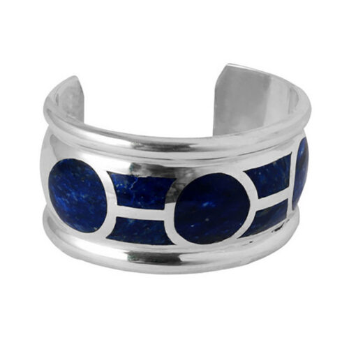 Sterling Silver and Lapis Lazuli Art Deco Cuff Bracelet