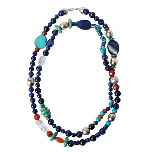 Natalia Mixed Lapis Lazuli, Jasper, Turquoise and Quartz Necklace Bead Necklace