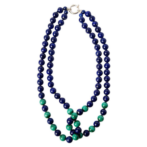 Double Strand Malachite and Lapis Lazuli Beads Necklace