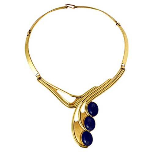 Art Deco Lapis Lazuli and Gold Vermeil Necklace