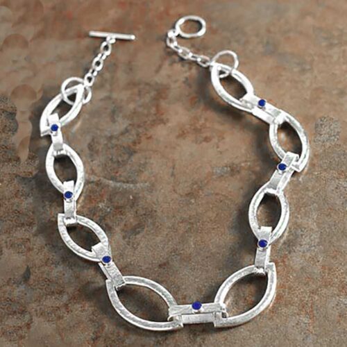 Sterling Silver and Lapis Lazuli Chunky Link Necklace