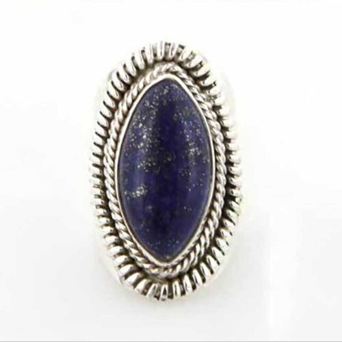 Sterling Silver and Lapis Lazuli Cabochon Braided Cocktail Ring