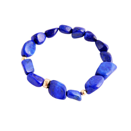 Lapis Lazuli and 18K Gold Irregular Beads Bracelet