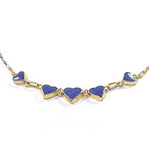 Lapis Lazuli and 14K Gold Heart Semi Collar