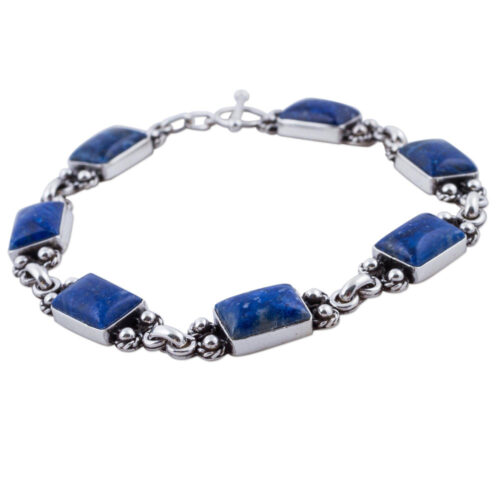Seven Seas Sterling Silver and Lapis Lazuli Toggle Bracelet