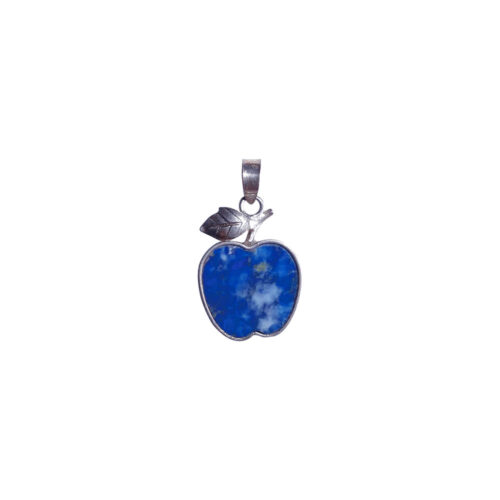 New York Apple Sterling Silver Charm with Inlaid Stone
