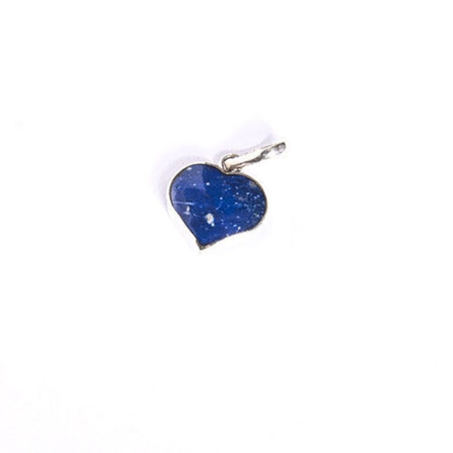 Copaya Heart Sterling Silver Charm with Inlaid Stone