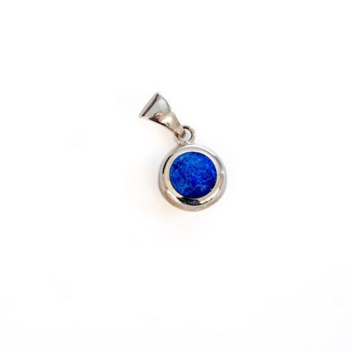 Shen Round Sterling Silver Charm with Inlaid Stone