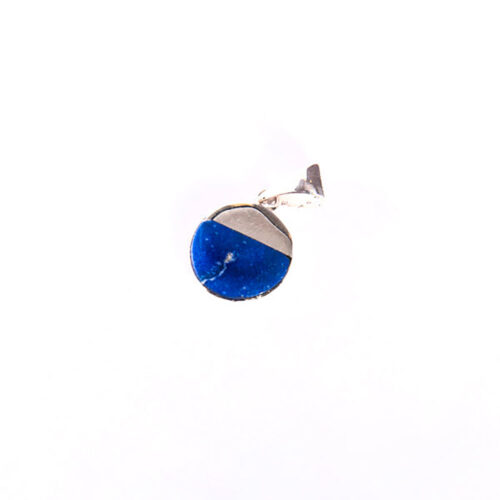 Asiro Round Sterling Silver Charm with Inlaid Stone
