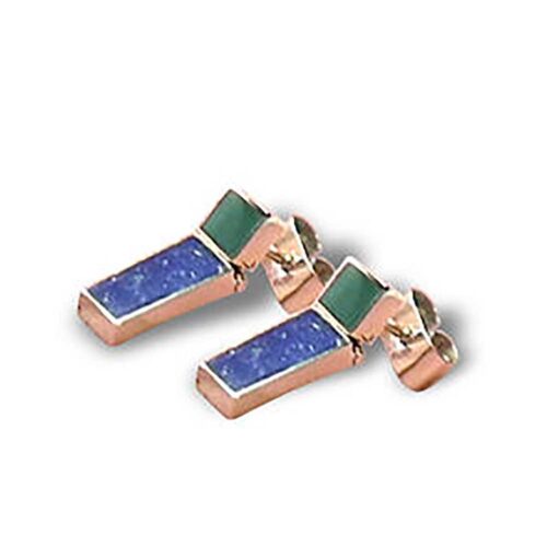 Lapis Lazuli, Malachite and 18K Gold Hanging Earrings