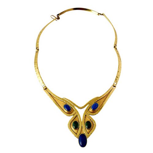 Buttlerfly Lapis Lazuli, Malachite and Gold Vermeil Necklace