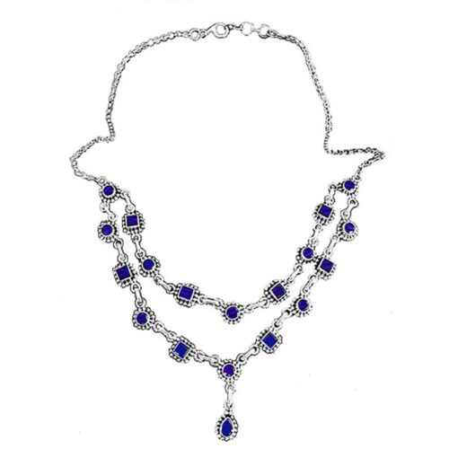 Sterling Silver and Lapis Lazuli Double Tiered Victorian Semi collar