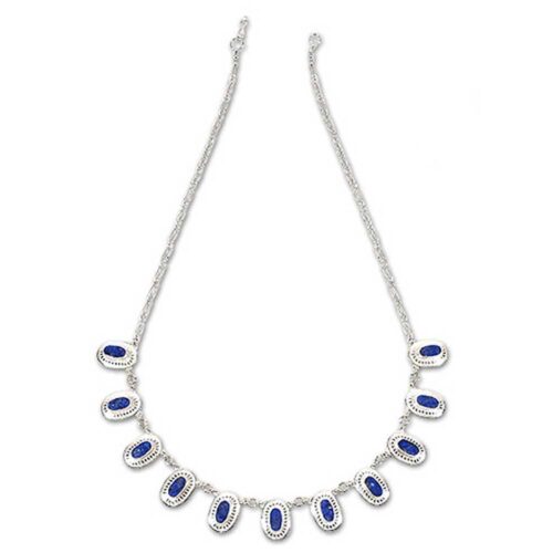 Sterling Silver and Lapis Lazuli Oval Crowned Semi Collar