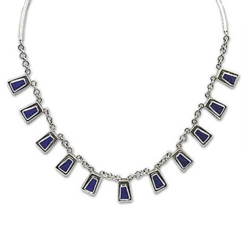 Sterling Silver and Lapis Lazuli Inca Semi collar