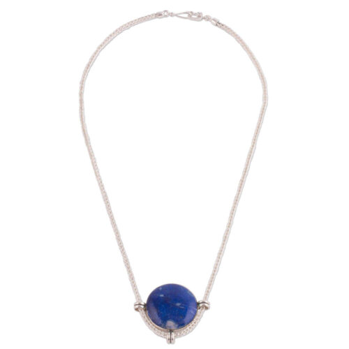 Sterling Silver and Lapis Lazuli Inca Moon Medallion