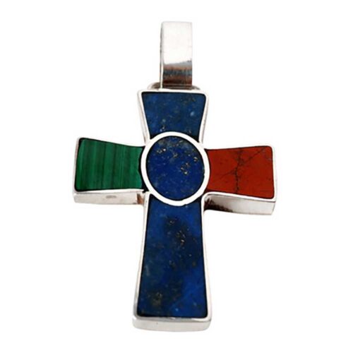 Sterling Silver, Lapis Lazuli, Malachite and Jasper St John Cross