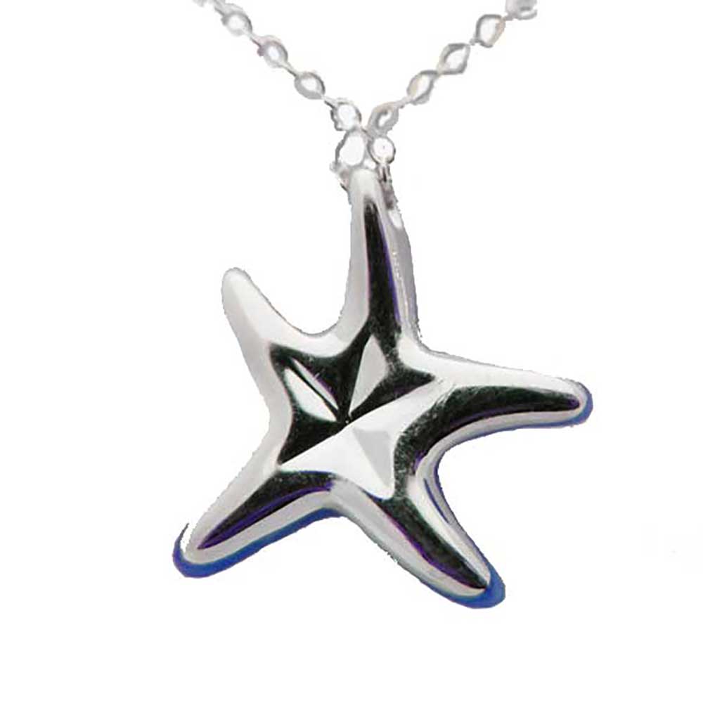 Elongated Lapis Lazuli and Sterling Silver Starfish Necklace - Image 2