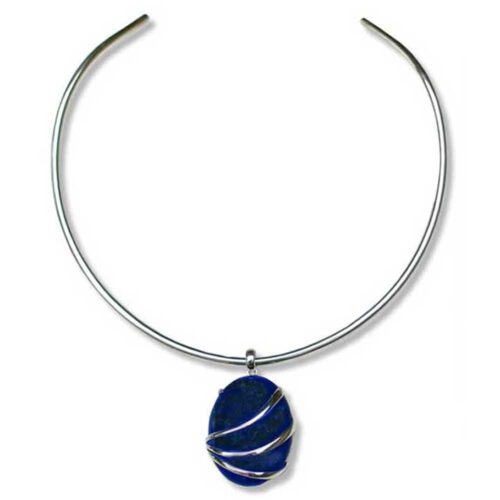 Extra Large Sterling Silver and Lapis Lazuli Channeling Pendant