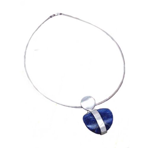 Sterling Silver and Lapis Lazuli Heart Boulder Necklace