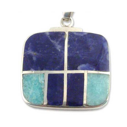 Sterling Silver, Lapis Lazuli and Turquoise Leather Necklace