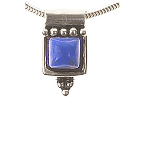 Small Sterling Silver and Lapis Lazuli Arabesque Pendant with Chain