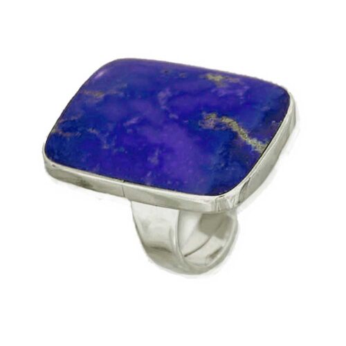 Wide Rectangular Lapis Lazuli and Sterling Silver Ring