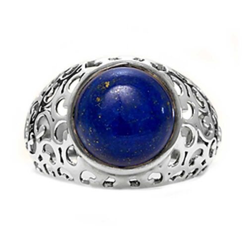 Sterling Silver and Lapis Lazuli Cabochon Lace Cocktail Ring