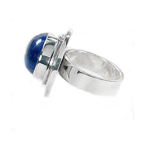 Sterling Silver and Framed Oval Lapis Lazuli Cabochon Ring