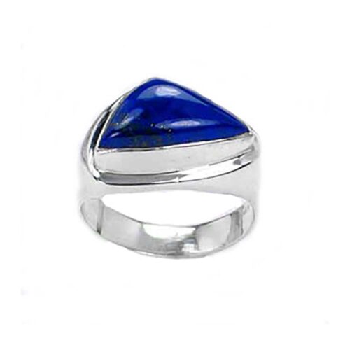 Sterling Silver and Lapis Lazuli Triangular Chevalier Ring