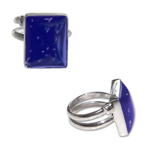 Sterling Silver and Lapis Lazuli Big Rectangular Ring