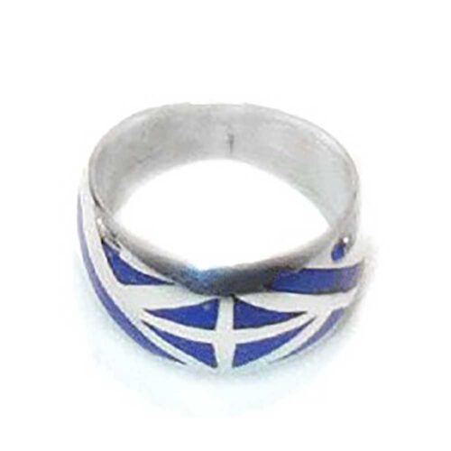 Sterling Silver Band Ring with Inlayed Stone, Weave Pattern