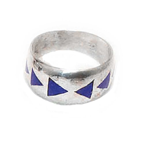 Triangular Inlayed Sterling Silver Band Ring
