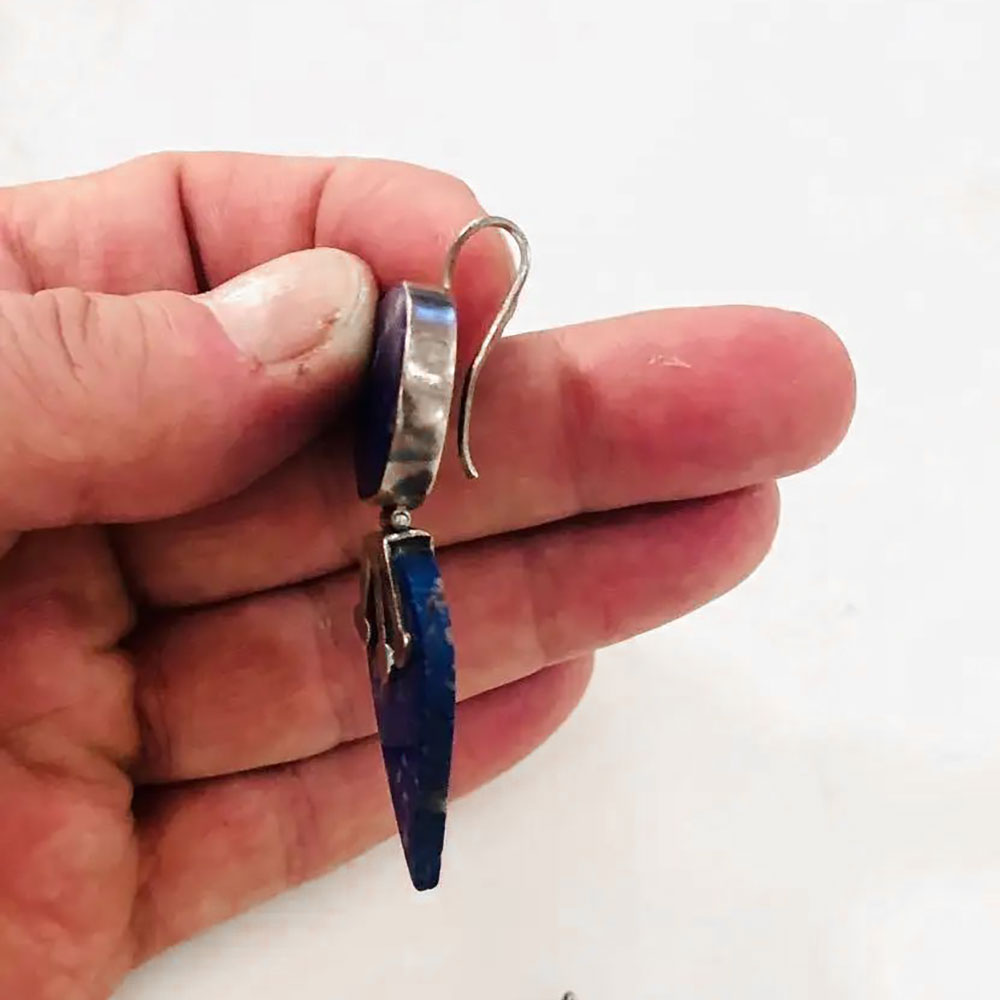 Karina Sterling Silver and Lapis Lazuli Tear Hanging Earrings - Image 3