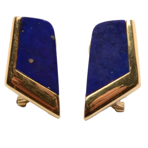 Ericka 18K Gold and Lapis Lazuli Trapezoid Earrings