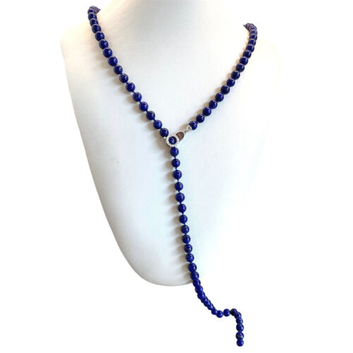 Single Strand Adjustable Lapis Lazuli Beads Necklace