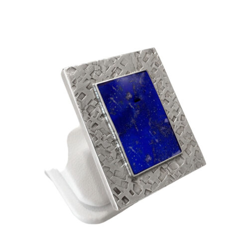 Hammered Sterling Silver and Lapis Lazuli Slab Ring