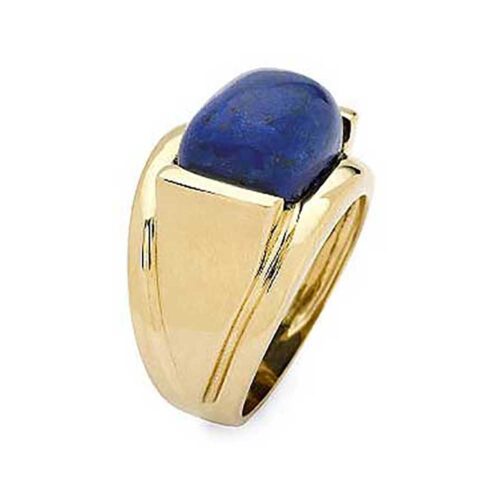 18K Gold with Oval Lapis Lazuli Cabochon Ring