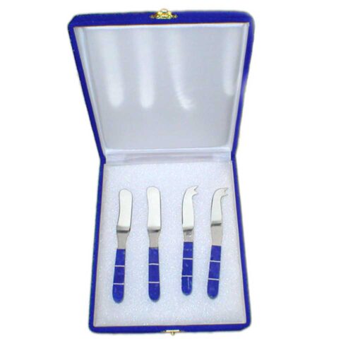 Silver Plated, Division Handle, Lapis Lazuli Butter and Cheese Knives.
