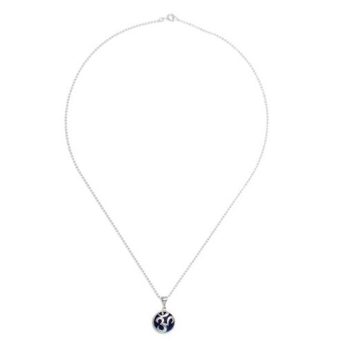 Om Spirit in Blue Sterling Silver and Lapis Lazuli Necklace